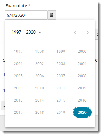 Select the year from the year drop-down list.